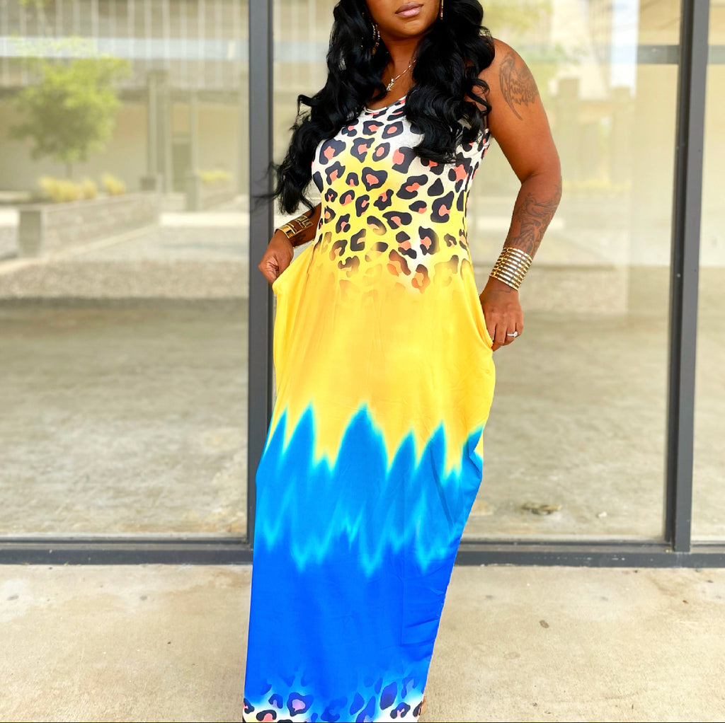 Exotic Tie Dye Maxi Dress - Yellow